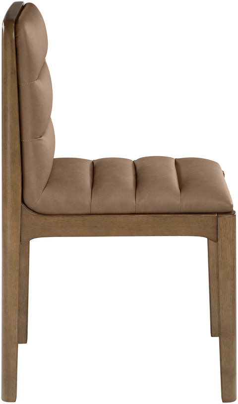 Linden Brown Cane And Vegan Leather Upholstered Dining Chair, 2-Piece (Style 2)