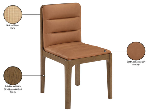 Linden Cognac Cane And Vegan Leather Upholstered Dining Chair, 2-Piece (Style 2)
