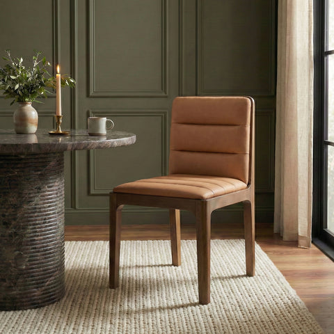 Linden Cognac Cane And Vegan Leather Upholstered Dining Chair, 2-Piece (Style 2)