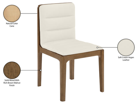 Linden Cream Cane And Vegan Leather Upholstered Dining Chair, 2-Piece (Style 2)