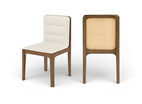 Linden Cream Cane And Vegan Leather Upholstered Dining Chair, 2-Piece (Style 2)