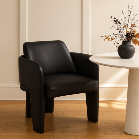 Rhea Black Vegan Leather Upholstered Dining Chair, 1 Piece