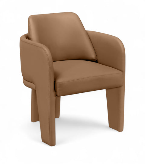 Rhea Cognac Vegan Leather Upholstered Dining Chair, 1 Piece