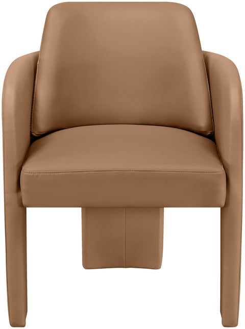 Rhea Cognac Vegan Leather Upholstered Dining Chair, 1 Piece