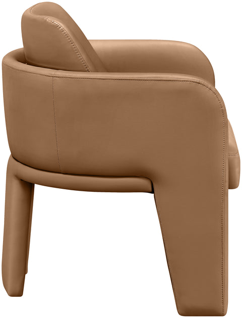 Rhea Cognac Vegan Leather Upholstered Dining Chair, 1 Piece