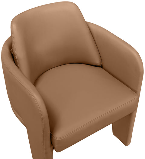 Rhea Cognac Vegan Leather Upholstered Dining Chair, 1 Piece