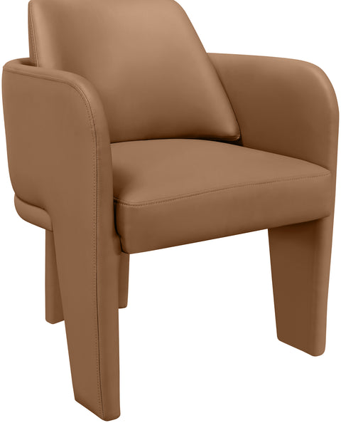 Rhea Cognac Vegan Leather Upholstered Dining Chair, 1 Piece