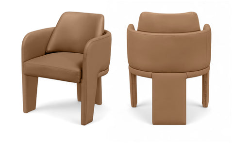 Rhea Cognac Vegan Leather Upholstered Dining Chair, 1 Piece