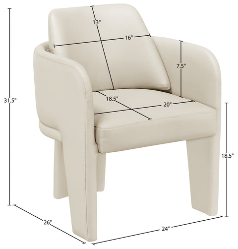 Rhea Cream Vegan Leather Upholstered Dining Chair, 1 Piece