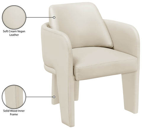 Rhea Cream Vegan Leather Upholstered Dining Chair, 1 Piece