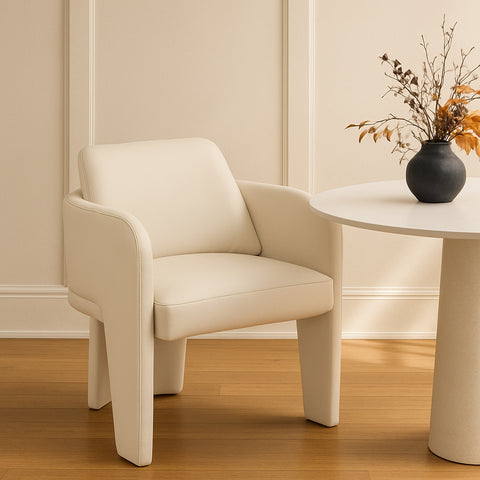 Rhea Cream Vegan Leather Upholstered Dining Chair, 1 Piece