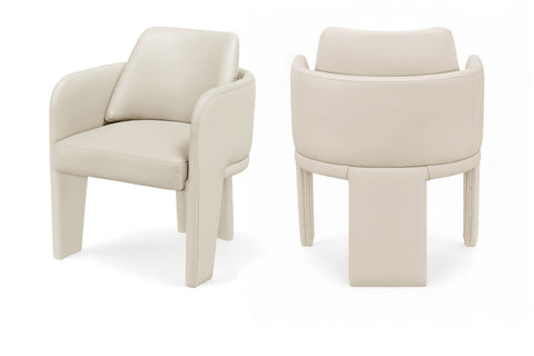 Rhea Cream Vegan Leather Upholstered Dining Chair, 1 Piece