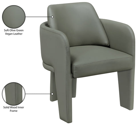Rhea Olive Vegan Leather Upholstered Dining Chair, 1 Piece