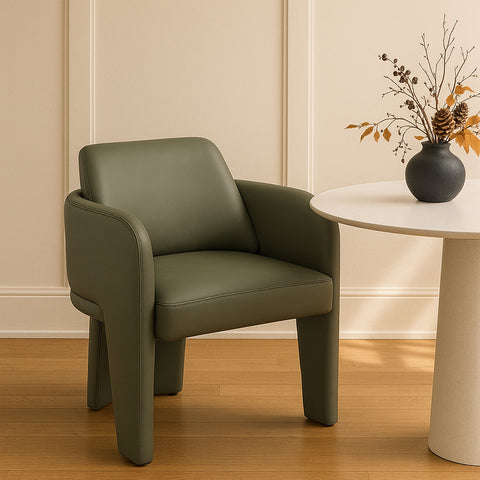 Rhea Olive Vegan Leather Upholstered Dining Chair, 1 Piece