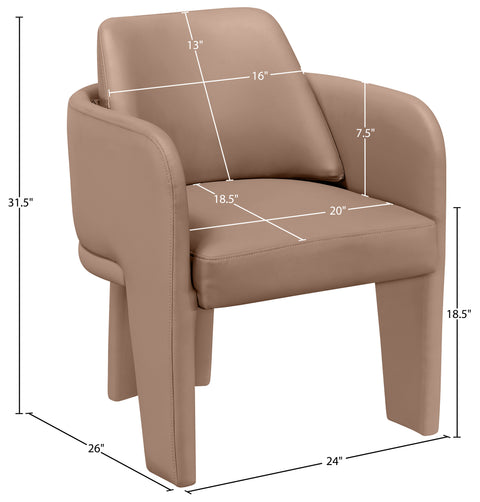 Rhea Tan Vegan Leather Upholstered Dining Chair, 1 Piece