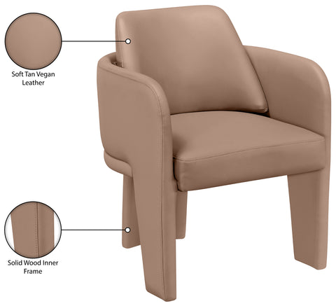 Rhea Tan Vegan Leather Upholstered Dining Chair, 1 Piece