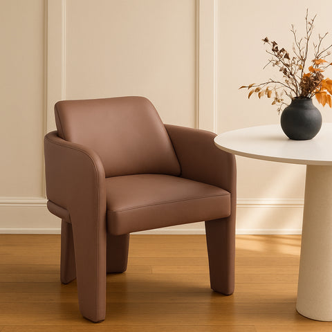 Rhea Tan Vegan Leather Upholstered Dining Chair, 1 Piece