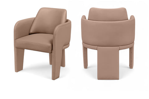 Rhea Tan Vegan Leather Upholstered Dining Chair, 1 Piece