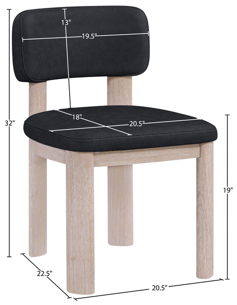 Olive Black Vegan Leather Upholstered Dining Chair, 2-Piece