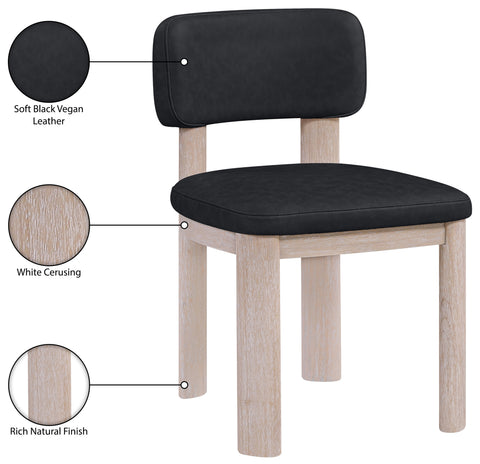 Olive Black Vegan Leather Upholstered Dining Chair, 2-Piece