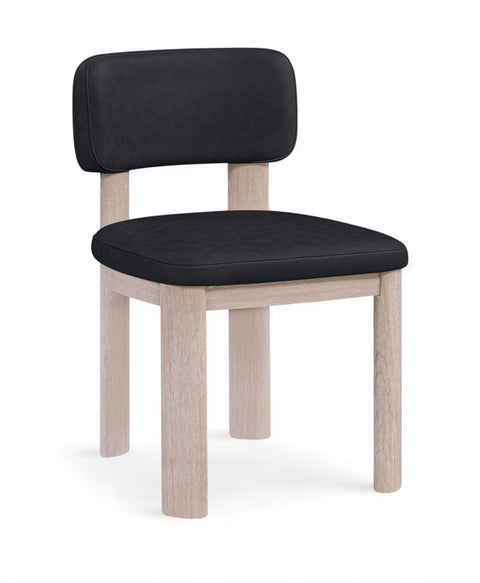 Olive Black Vegan Leather Upholstered Dining Chair, 2-Piece