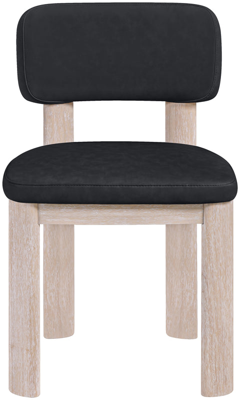 Olive Black Vegan Leather Upholstered Dining Chair, 2-Piece