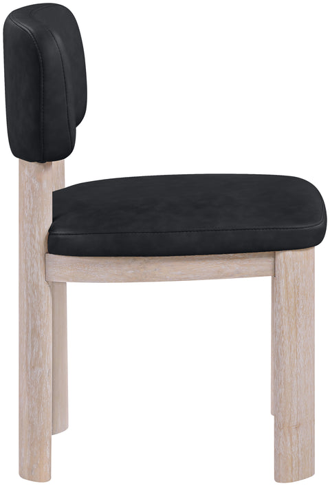 Olive Black Vegan Leather Upholstered Dining Chair, 2-Piece