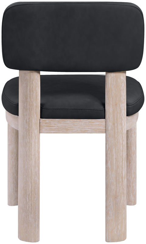 Olive Black Vegan Leather Upholstered Dining Chair, 2-Piece
