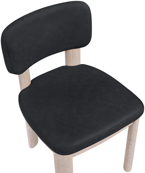 Olive Black Vegan Leather Upholstered Dining Chair, 2-Piece