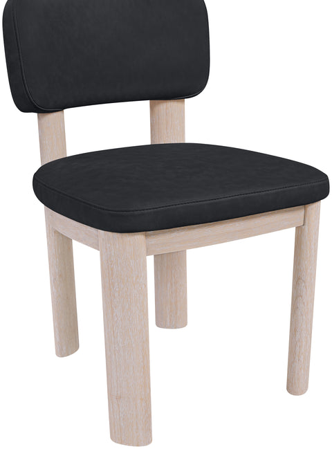 Olive Black Vegan Leather Upholstered Dining Chair, 2-Piece