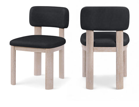 Olive Black Vegan Leather Upholstered Dining Chair, 2-Piece