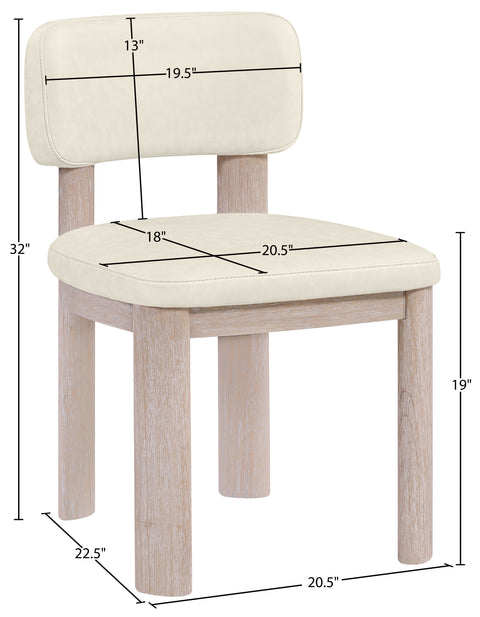 Olive Cream Vegan Leather Upholstered Dining Chair, 2-Piece