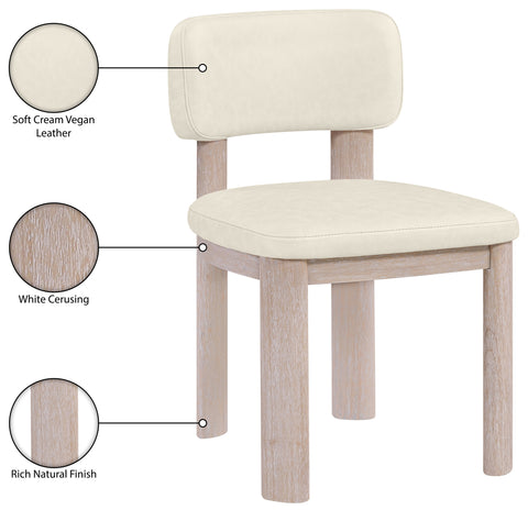 Olive Cream Vegan Leather Upholstered Dining Chair, 2-Piece