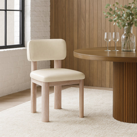 Olive Cream Vegan Leather Upholstered Dining Chair, 2-Piece
