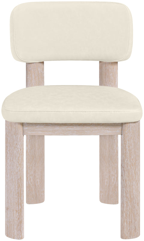Olive Cream Vegan Leather Upholstered Dining Chair, 2-Piece