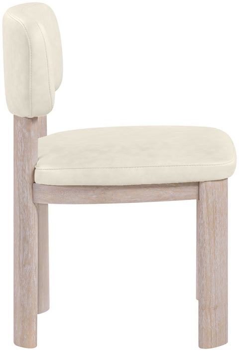 Olive Cream Vegan Leather Upholstered Dining Chair, 2-Piece