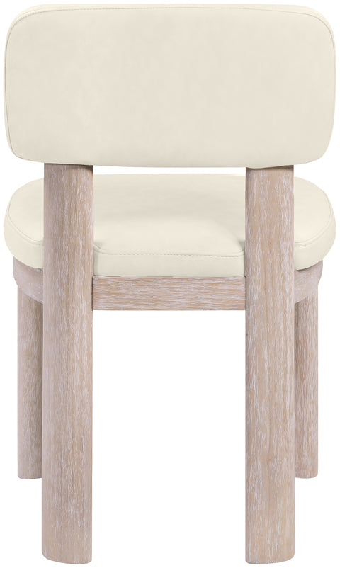 Olive Cream Vegan Leather Upholstered Dining Chair, 2-Piece