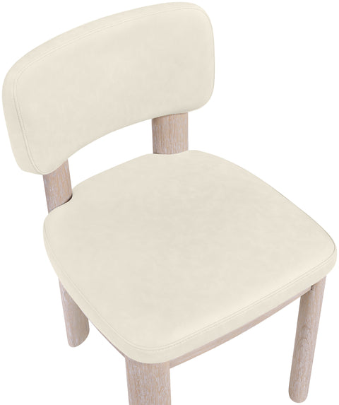 Olive Cream Vegan Leather Upholstered Dining Chair, 2-Piece