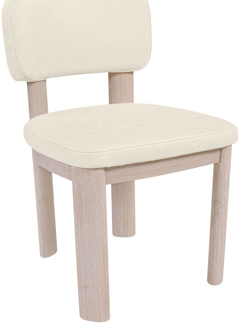 Olive Cream Vegan Leather Upholstered Dining Chair, 2-Piece