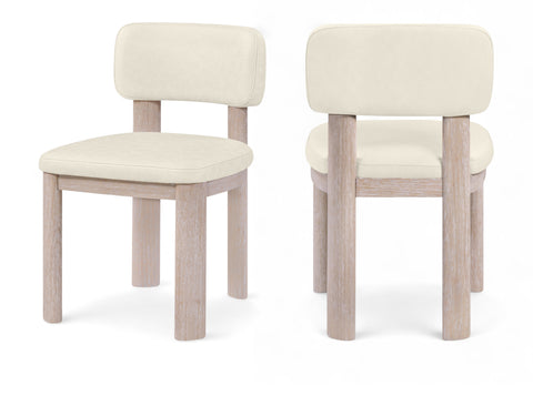 Olive Cream Vegan Leather Upholstered Dining Chair, 2-Piece