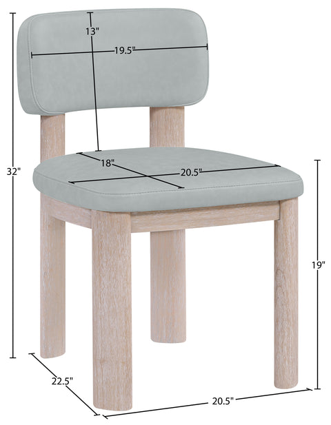 Olive Light Blue Vegan Leather Upholstered Dining Chair, 2-Piece