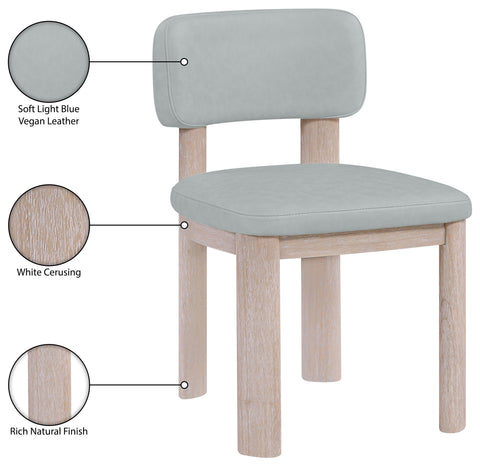 Olive Light Blue Vegan Leather Upholstered Dining Chair, 2-Piece