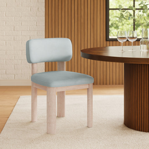 Olive Light Blue Vegan Leather Upholstered Dining Chair, 2-Piece