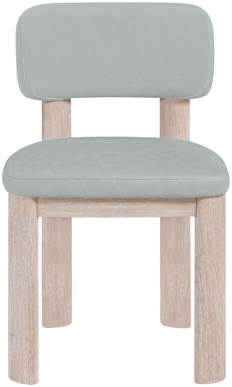 Olive Light Blue Vegan Leather Upholstered Dining Chair, 2-Piece