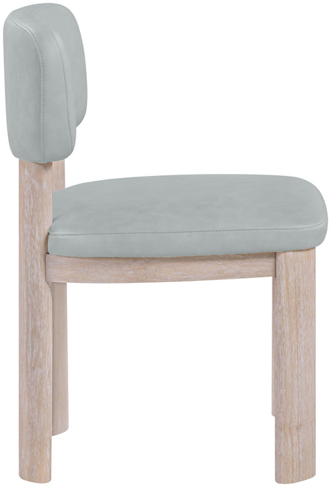 Olive Light Blue Vegan Leather Upholstered Dining Chair, 2-Piece