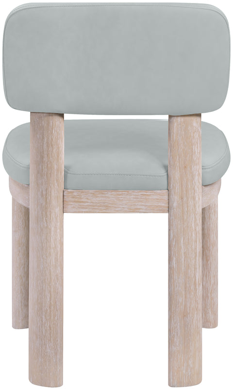 Olive Light Blue Vegan Leather Upholstered Dining Chair, 2-Piece