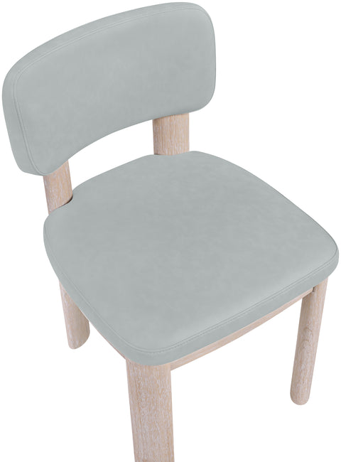 Olive Light Blue Vegan Leather Upholstered Dining Chair, 2-Piece