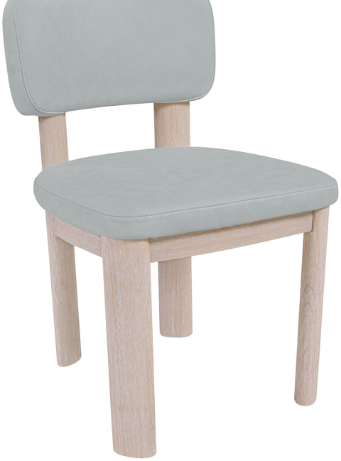 Olive Light Blue Vegan Leather Upholstered Dining Chair, 2-Piece