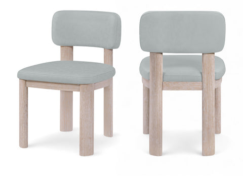 Olive Light Blue Vegan Leather Upholstered Dining Chair, 2-Piece