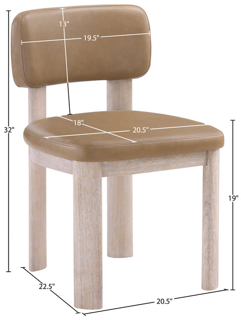 Olive Tan Vegan Leather Upholstered Dining Chair, 2-Piece